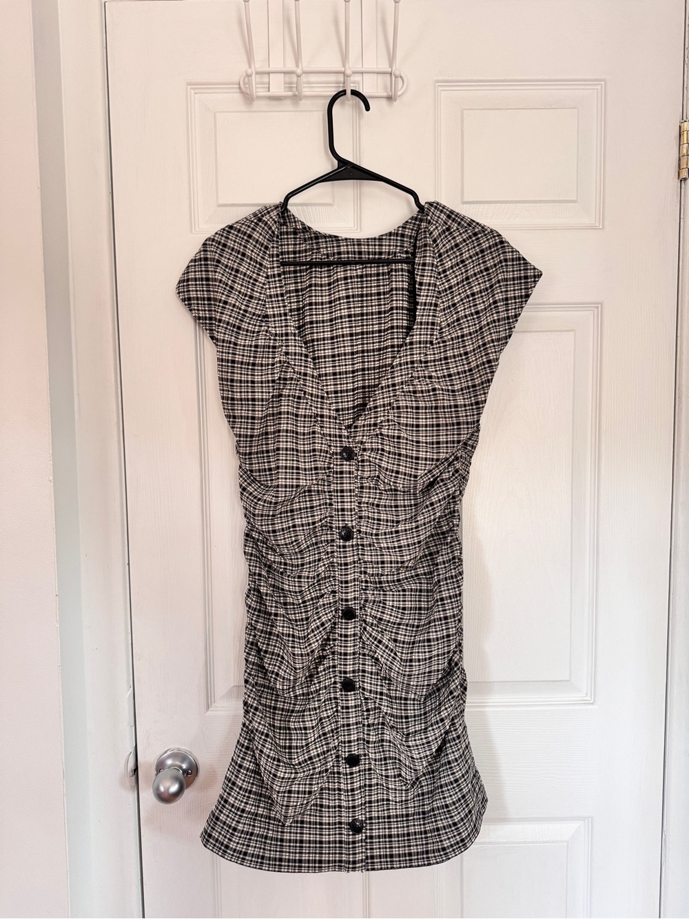 GANNI - Seersucker Ruched Mini Dress (Size 42 | Large)